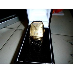 1939 Hamilton 14K Gold Filled Watch Working Condition Hadley Roma Crocodile Band